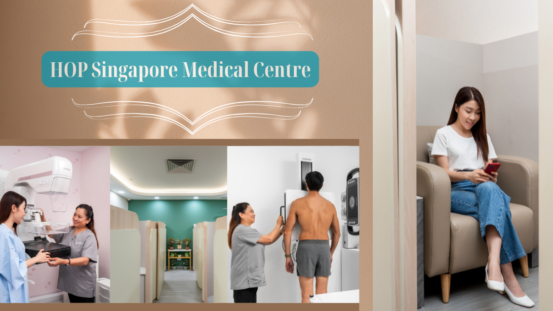 Interior and Exterior view of HOP Medical Centre, a trusted provider of health screening SG services, offering executive health screening and full body checkup tests in Singapore.