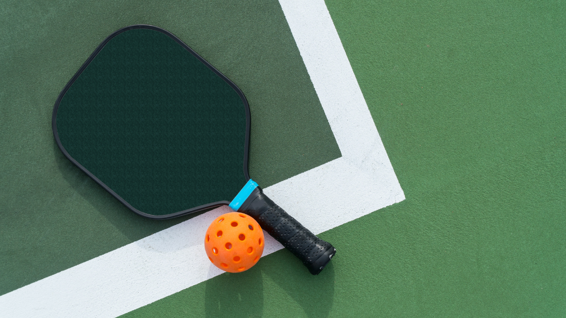 Pickleball rackets and balls promoting physical activity for better mental health and wellness, including health screening SG for overall health tracking.