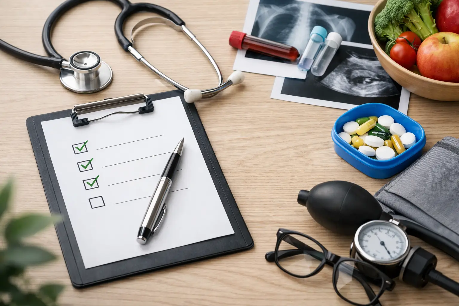 Doctor reviewing a preventive health screening checklist with a patient at HOP Medical Centre Singapore