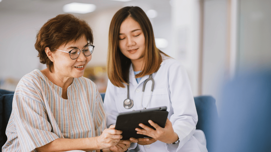 Female patient discussing women's health screening options with a doctor at HOP Medical Centre Singapore